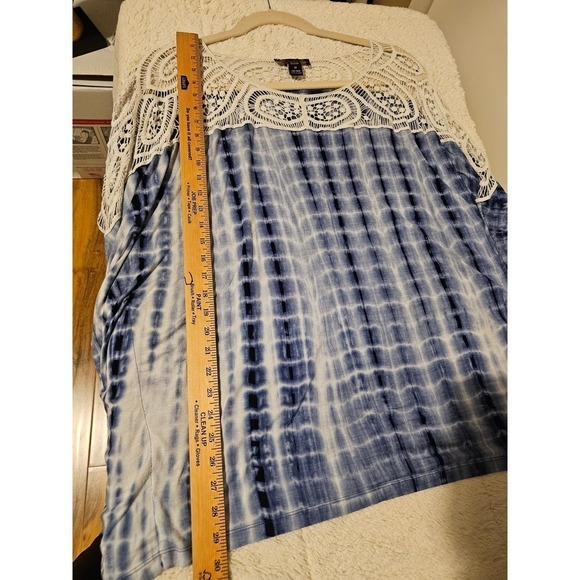 Rain 3X Hippie tie dyed flare Tunic top. Blue and white. Swimcover StylishHippie - Picture 5 of 7